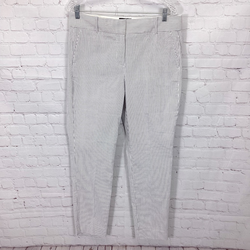 J. Crew Cameron‎ Pinstriped Pants Women’s Size 12 Tall Gray/White Lightweight